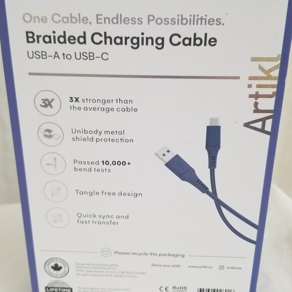 Artikl Charge & Sync Braided Charging Cable 6f USB-A to UBC-C 3X Faster Charging - Picture 7 of 16